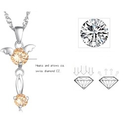 Stable Quality Female Purple Platinum Plating Titanium Necklace With Diamond