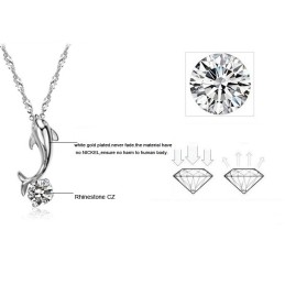 World-Wide Renown Female Dolphin Shape Platinum Plating Titanium Necklace With Diamond