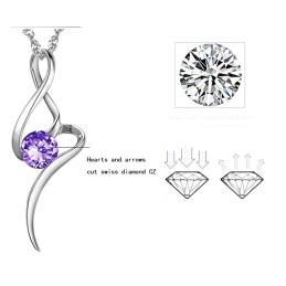 Selling Well All Over The World Female Purple Platinum Plating Titanium Necklace With Diamond