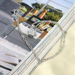To Have A Long Story Female Platinum Plating Titanium Necklace With Rhinestone