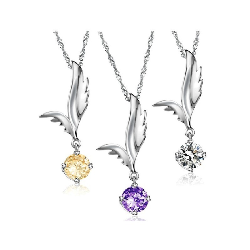 Reliable Quality Female Wing Shape Platinum Plating Titanium Necklace With Rhinestone Reliable Quality Female Wing Shape Platinum Plating Titanium Necklace With Rhinestone