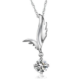 Reliable Quality Female Wing Shape Platinum Plating Titanium Necklace With Rhinestone