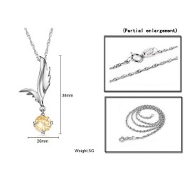 Reliable Quality Female Wing Shape Platinum Plating Titanium Necklace With Rhinestone