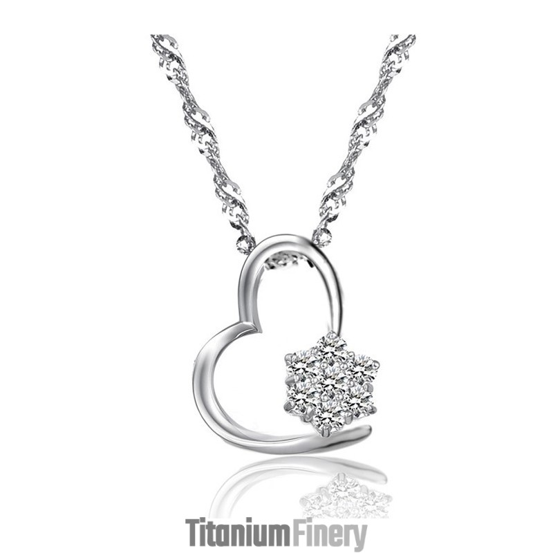 Stable Quality Female Platinum Plating Titanium Necklace With Diamond