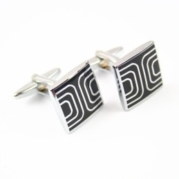 Titanium And Symmetry Black Ip Plated Cufflinks