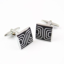 Titanium And Symmetry Black Ip Plated Cufflinks