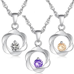 Quality And Quantity Assured Female Elegant Platinum Plating Titanium Necklace With Diamond