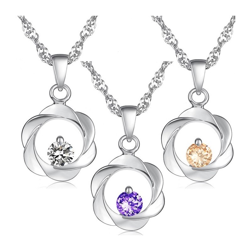 Quality And Quantity Assured Female Elegant Platinum Plating Titanium Necklace With Diamond