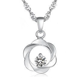 Quality And Quantity Assured Female Elegant Platinum Plating Titanium Necklace With Diamond