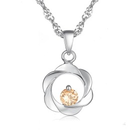 Quality And Quantity Assured Female Elegant Platinum Plating Titanium Necklace With Diamond