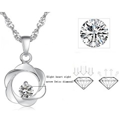 Quality And Quantity Assured Female Elegant Platinum Plating Titanium Necklace With Diamond