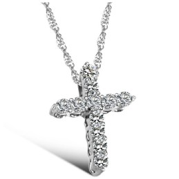 Reliable Reputation Female Cross Platinum Plating Titanium Necklace With Rhinestone