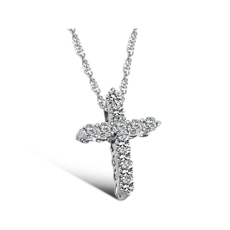 Reliable Reputation Female Cross Platinum Plating Titanium Necklace With Rhinestone Reliable Reputation Female Cross Platinum Plating Titanium Necklace With Rhinestone