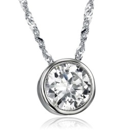 To Have A Long Story Female Platinum Plating Titanium Necklace With Rhinestone