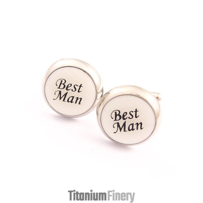 Best Man Titanium And Black Ip Plated Round Cufflinks Best Man Titanium And Black Ip Plated Round Cufflinks