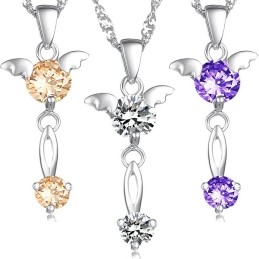 Quality And Quantity Assured Female Platinum Plating Titanium Necklace With Diamond