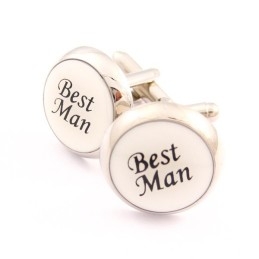 Best Man Titanium And Black Ip Plated Round Cufflinks