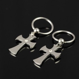 Mens Titanium Cross Earrings