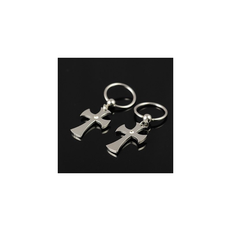Mens Titanium Cross Earrings