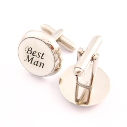 Best Man Titanium And Black Ip Plated Round Cufflinks