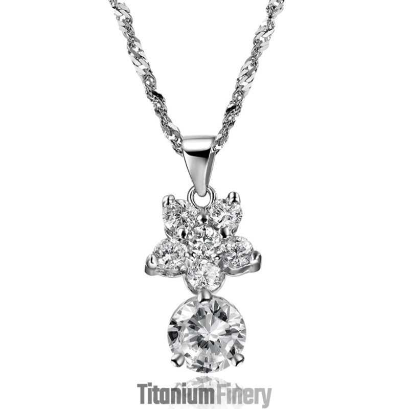 The Queen Of Quality Female Star Platinum Plating Titanium Necklace With Rhinestone