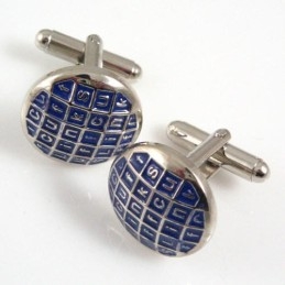 Titanium And Blue Ip Plated Round Cufflinks