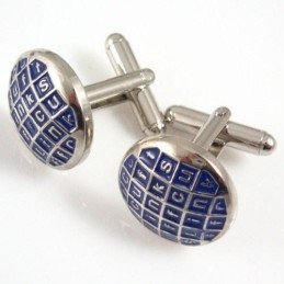 Titanium And Blue Ip Plated Round Cufflinks