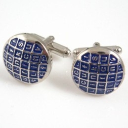 Titanium And Blue Ip Plated Round Cufflinks
