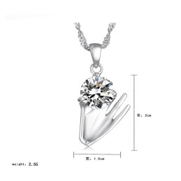 Wide Varieties Female Purple Platinum Plating Titanium Necklace With Diamond
