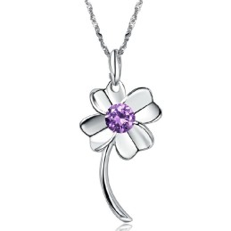 Durable In Use Female Clover Shape Platinum Plating Titanium Necklace