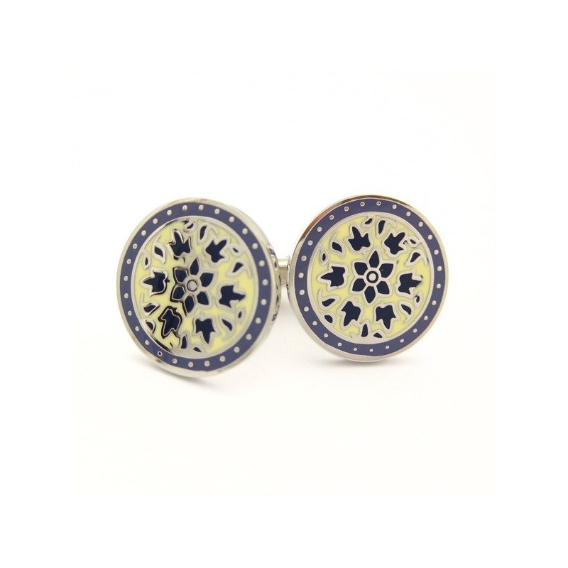 Classical Titanium And Dard Purple Plated Round Cufflinks