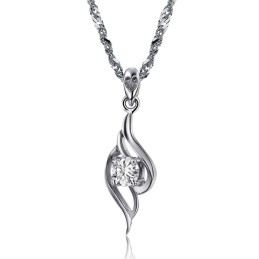 High Quality Female Feather Shape Platinum Plating Titanium Necklace