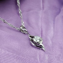 High Quality Female Feather Shape Platinum Plating Titanium Necklace