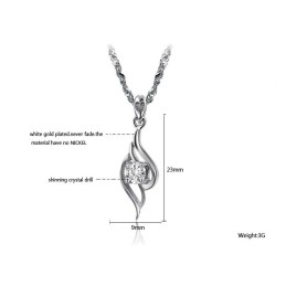 High Quality Female Feather Shape Platinum Plating Titanium Necklace
