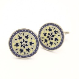 Classical Titanium And Dard Purple Plated Round Cufflinks