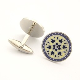 Classical Titanium And Dard Purple Plated Round Cufflinks