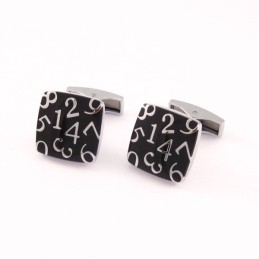 Titanium And Black Ip Plated Number Square Cufflinks