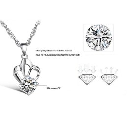 Easy To Use Female Allergy Free Platinum Plating Titanium Necklace With Rhinestone