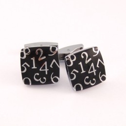 Titanium And Black Ip Plated Number Square Cufflinks