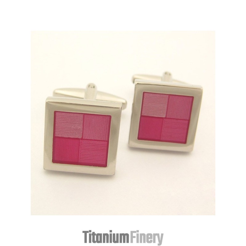 Exquisite Titanium Pink Square Cufflinks