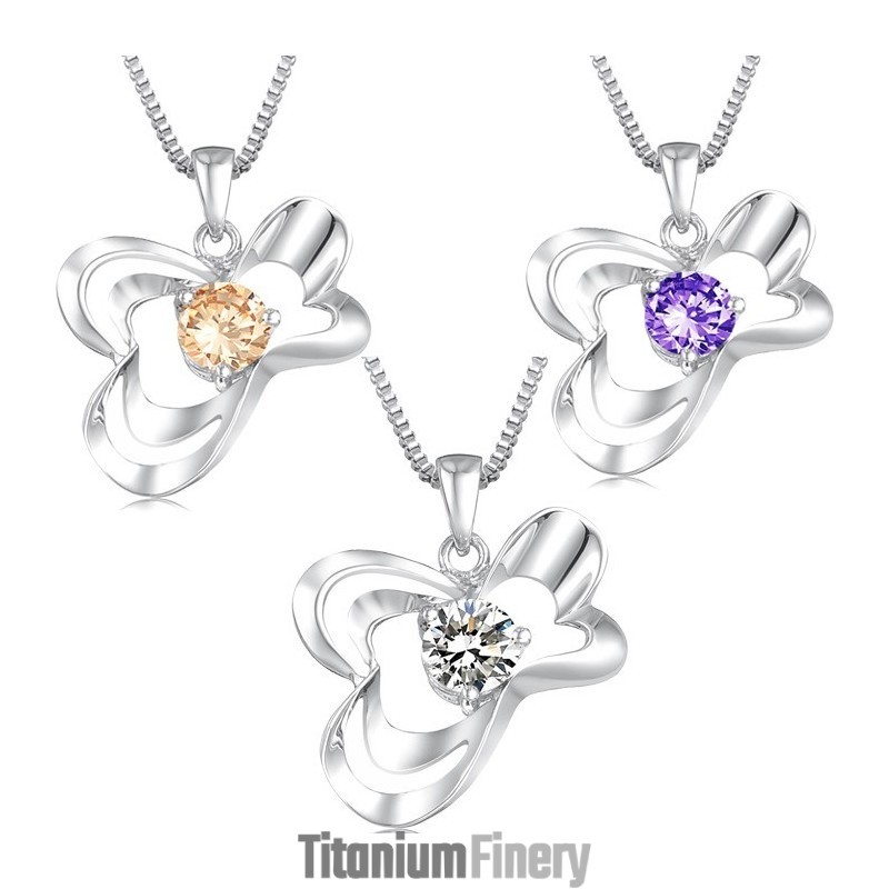 Excellent Quality Female Platinum Plating Titanium Necklace With Diamond Excellent Quality Female Platinum Plating Titanium Necklace With Diamond