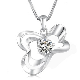 Excellent Quality Female Platinum Plating Titanium Necklace With Diamond