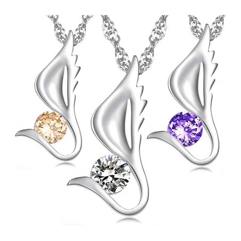 The Queen Of Quality Female Wing Shape Platinum Plating Titanium Necklace With Diamond The Queen Of Quality Female Wing Shape Platinum Plating Titanium Necklace With Diamond