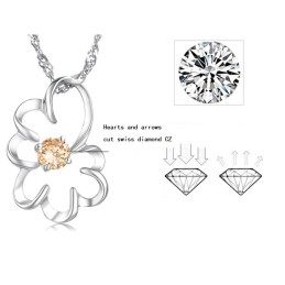 Wide Varieties Female Purple Platinum Plating Titanium Necklace With Diamond