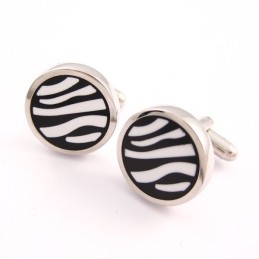 Titanium Zebras Round Cufflinks