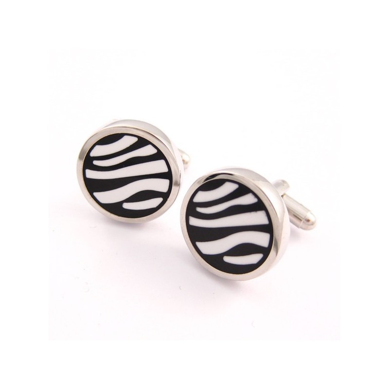 Titanium Zebras Round Cufflinks Titanium Zebras Round Cufflinks