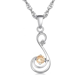 Quality And Quantity Assured Female Platinum Plating Titanium Necklace With Diamond