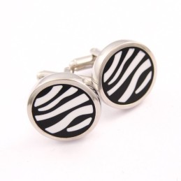 Titanium Zebras Round Cufflinks