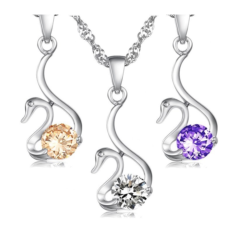 Reliable Reputation Female Swan Shape Platinum Plating Titanium Necklace With Diamond Reliable Reputation Female Swan Shape Platinum Plating Titanium Necklace With Diamond