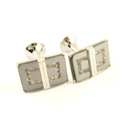 Titanium Oblong Cufflinks With Diamonds